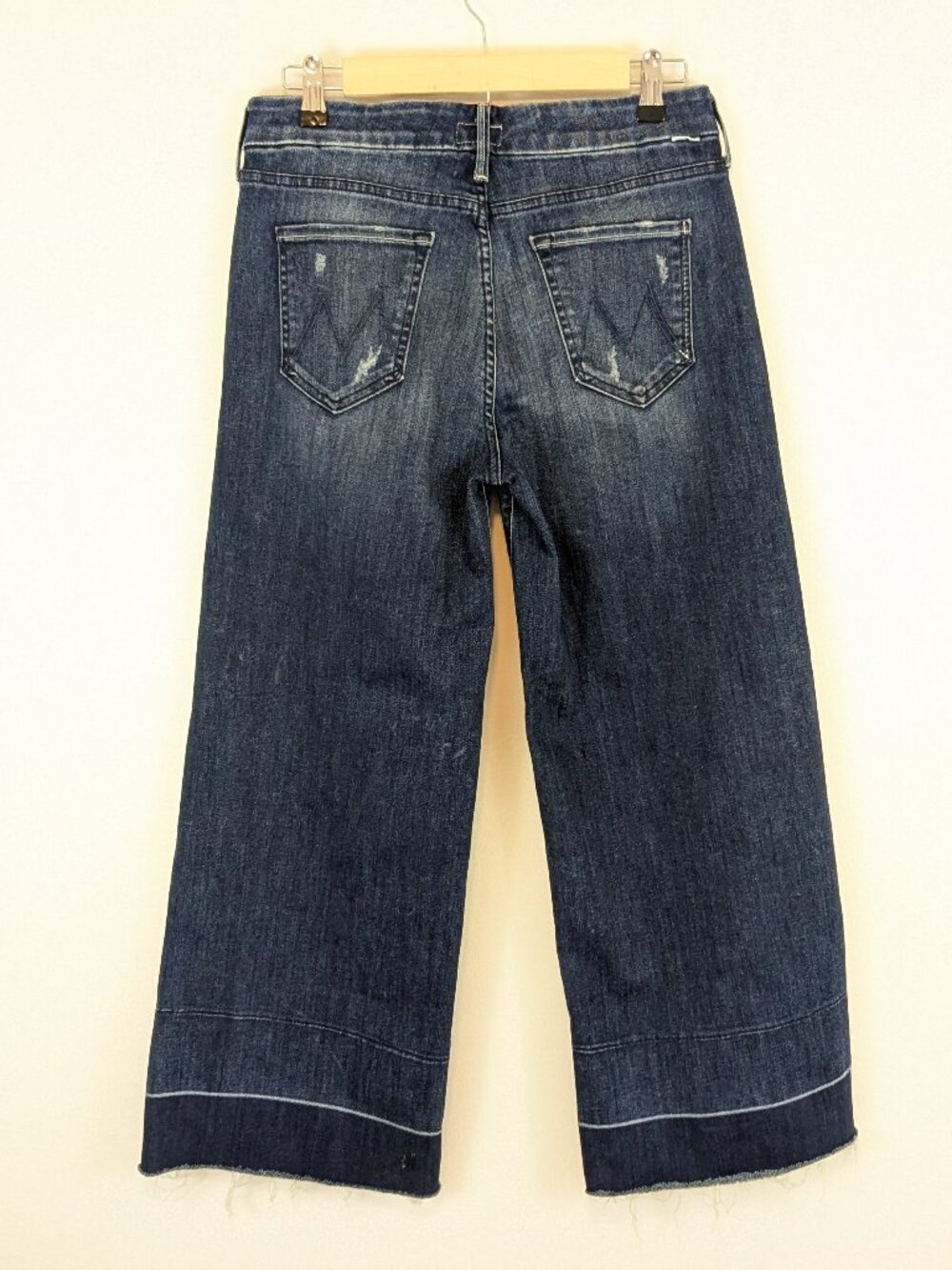 MOTHER Roller Crop Undone Jean With Wide Hem, Dark Graffiti
